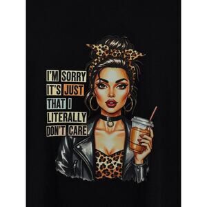 Custom print Plus Size 3X Black Sassy Coffee Leopard Graphic Tee NWOT